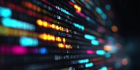 Aufkleber - Abstract Representation of Programming Code on a Computer Screen with Colorful Elements and Lines for Technology and Development Themes