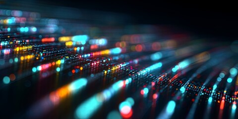 Aufkleber - Abstract Code Display with Colorful Glows on Dark Background for Technology, Programming, and Digital Art Concepts
