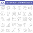 © Waseem - Assessment and evaluation web icons set in thin line design. Pack of auditor, presentation, report, results, target, satisfaction,