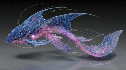 Wall Mural - fantastic creature design with celestial accents.