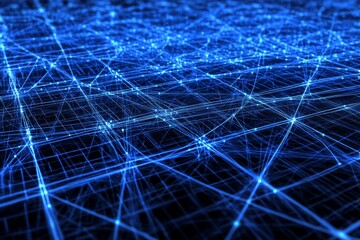 Wall Mural - Abstract Network Graphic Design With Glowing Blue Lines And Dots