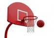 © Vooglo.com - Red basketball hoop with net and ball isolated on white background