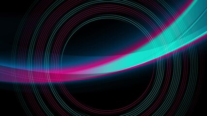 Leinwandbilder - Blue and purple shiny elegant abstract background with glowing waves and circular lines. Seamless looping concept modern motion design. Video animation Ultra HD 4K 3840x2160