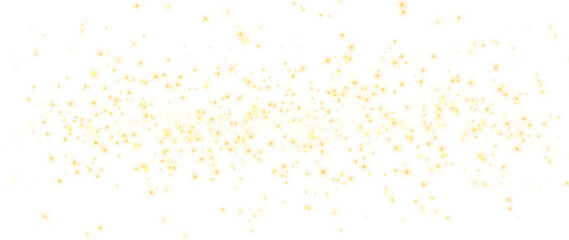 Wall Mural - Glittering dust on a transparent background. Golden sparkling lights. Christmas Holiday glow particle. Magic star effect. Shine background. Festive party design. PNG image