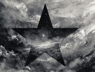 Wall Mural - abstract cosmic star design with celestial landscape.