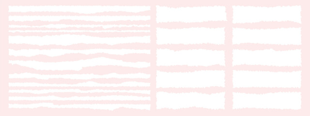 Wall Mural - Set of white ripped paper border, divider shapes, banner vector illustration