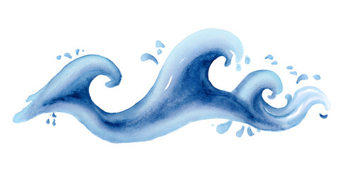 Wall Mural - sea wave watercolor illustration isolated on white background