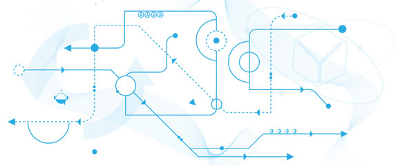 Aufkleber - Abstract digital technology futuristic internet network speed connection white and blue background. Technology background with crossed lines and dots.