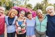 © DisobeyArt - Multiracial senior people having fun after workout exercises outdoor with city park in background - Healthy lifestyle and joyful elderly concept - Main focus center faces