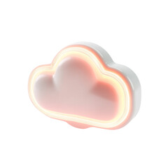 Wall Mural - illuminated cloud icon digital art glowing neon lines white background