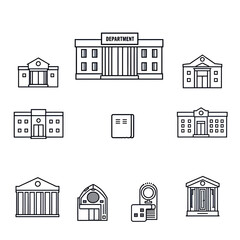 Department line icons signs set. Design collection of Division, Bureau, Office, Section, Unit, Directorate, Agency, Board outline concept vector illustrations