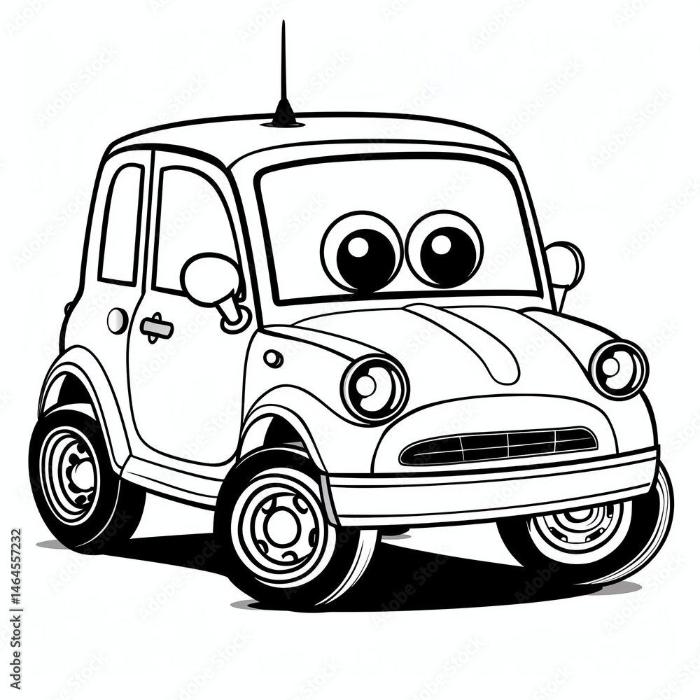Cute cartoon car coloring page illustration for kids Stock Illustration ...