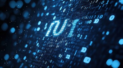 Glowing url on binary code abstract digital background