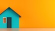 © afridwi - Teal house model on orange background home design concept
