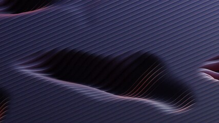 Elegant 3d render wave loop with dark purple abstract animation