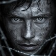 © Natthawadee - Man's Face Behind Barbed Wire