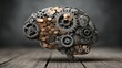 © dhita - Conceptual Brain Structure Made of Gears and Coins Symbolizing Innovation, Thinking, and Resourcefulness in a Creative and Abstract Design