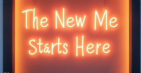 Poster - Bright neon sign displays motivational phrase. Warm orange glow illuminates text against dark background. Simple, modern aesthetic.
