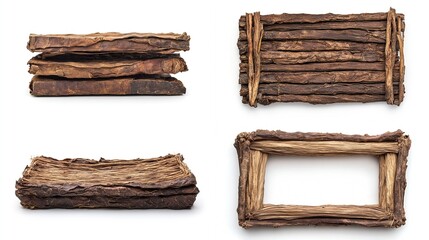 Four rustic wooden shapes, likely for decorative use