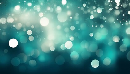 abstract teal and white bokeh light pattern with sparkling circles