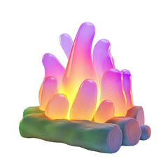 Wall Mural - Stylized rendered bonfire illustration with logs, vibrant colors and light