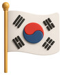 © JAMES - South Korean flag, 3D illustration, transparent background