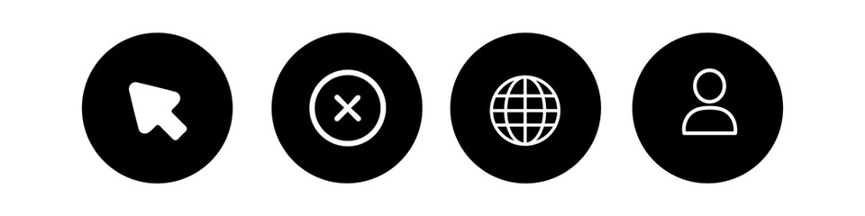 Web icon set on black and white buttons