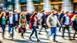 © Maidul - Busy city street with pedestrians walking and blurry motion representing movement and hustle