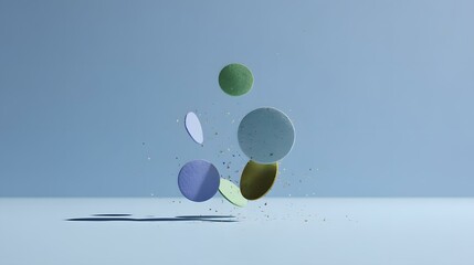 Wall Mural - shapes casting soft shadows, playful and modern abstract background