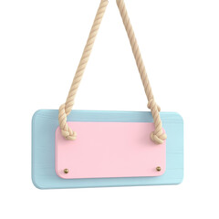 Aufkleber - Pastel colored wooden signboard hanging from ropes, decorative 3D element