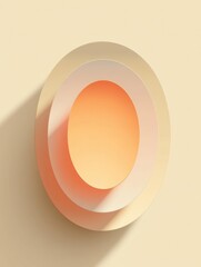Fototapete - Soft Orange Oval Shape Centered on a Pale Background Creates a Modern Design Element That Enhances Minimalistic Aesthetics Generative AI