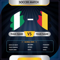 Soccer match versus stats. Vector