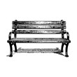 © ascrea - Bench park sketch engraving black and white outline. Scratch board imitation.