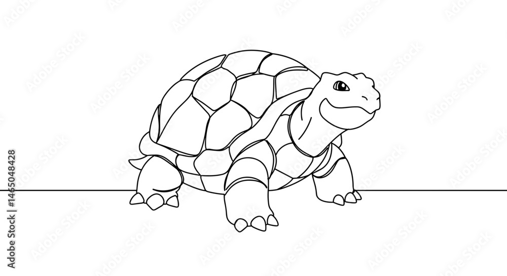 Happy tortoise walking on a line illustration Stock Vector | Adobe Stock