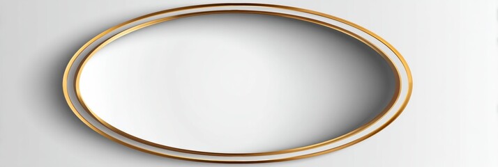 Fototapete - Oval Frame With Golden Outline Showcasing a Minimalist Design on a White Background Generative AI