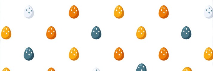 Leinwandbilder - Symmetrical Flat Pattern Featuring Colorful Small Egg Icons on a White Background for Playful Designs Generative AI