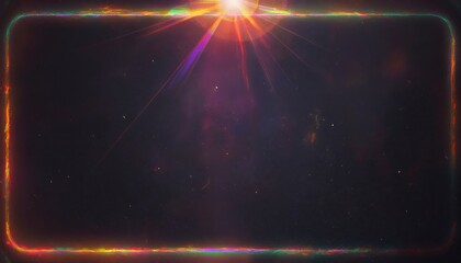 Leinwandbilder - abstract cosmic light burst with rainbow lens flare and scratched film texture for vintage web design, poster, or digital background

