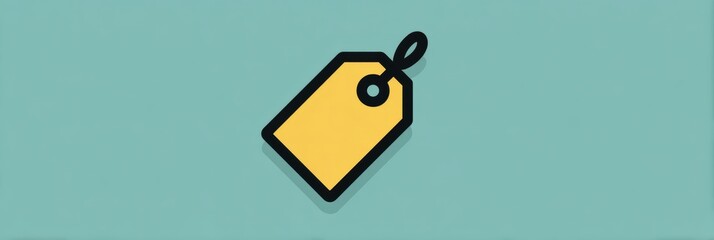 Aufkleber - Minimal Icon Representing a Product Tag in Vibrant Yellow Against a Flat Turquoise Background for Clean Design Aesthetic Generative AI