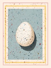 Leinwandbilder - Speckled Egg With Pastel Texture Placed in a Flat Frame Showcasing Intricate Details Against a Soft Background Generative AI