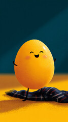 Wall Mural - cheerful egg toon character illustration visibility duwxuuu