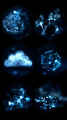 Wall Mural - cloud and molecular construction ikon for tech or science landing page profile duwxuuu