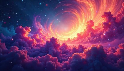 Poster - abstract swirling nebula of vibrant color, perfect for design projects , texture, dynamic, sky