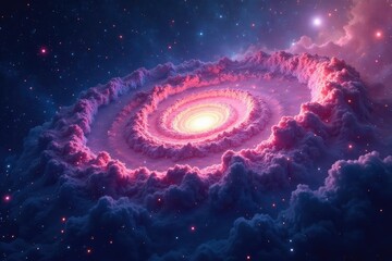 Wall Mural - Abstract swirling galaxy with vibrant nebulae , colors, science fiction, deep space