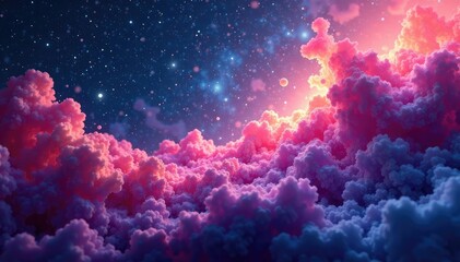 Wall Mural - fluid swirling nebula-like forms, vibrant hues, yellow, iridescent