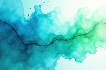 Wall Mural - abstract watercolor wash, swirling blues and greens, smooth, photo