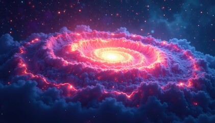 Wall Mural - glowing ethereal nebula swirling in cosmic night, spiritual, galaxy, mystery