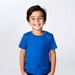 © Benjamin - Stylish 5 Year Old Boy Smiling on White Background blue shirt