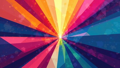 Wall Mural - abstract geometric shapes form a central point, radiating outwards in a dynamic, colorful compositio