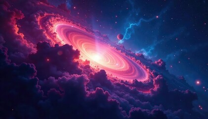 Wall Mural - stunning cosmic background, swirling nebulae and distant stars , abstract, color