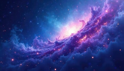 Wall Mural - abstract cool blue and purple nebula, swirling cosmic dust and gas perfect for science fiction, fant